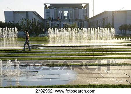 Fountains in front of chancellery building, German Chancellery, Berlin, Germany View Large Photo Image Stock Image - Fountains in front of chancellery building, German Chancellery, Berlin, Germany . Fotosearch