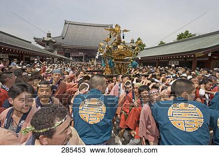 Group of people during religious procession, Asakusa Kannon Temple, Tokyo Prefecture, Japan View Large Photo Image Stock Image - Group of people during religious procession, Asakusa Kannon Temple, Tokyo Prefecture, Japan . Fotosearch