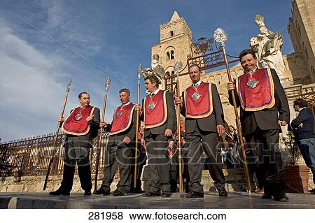 Group of people participating in religious procession, Cefalu, Italy View Large Photo Image Stock Photo - Group of people participating in religious procession, Cefalu, Italy . Fotosearch