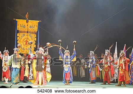 Group of stage performers performing in theater, Beijing, China View Large Photo Image Stock Photo - Group of stage performers performing in theater, Beijing, China . Fotosearch