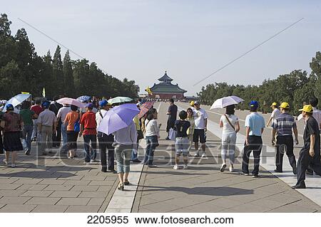 Group of tourists in front of pagoda, Temple Of Heaven, Beijing, China View Large Photo Image Stock Photography - Group of tourists in front of pagoda, Temple Of Heaven, Beijing, China . Fotosearch