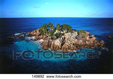 High angle view of an island, Praslin, Seychelles View Large Photo Image Stock Image - High angle view of an island, Praslin, Seychelles . Fotosearch