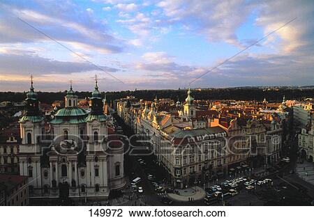 High angle view of buildings in city, St. Nicholas Cathedral, Old Town, Prague, Czech Republic View Large Photo Image Stock Image - High angle view of buildings in city, St. Nicholas Cathedral, Old Town, Prague, Czech Republic . Fotosearch