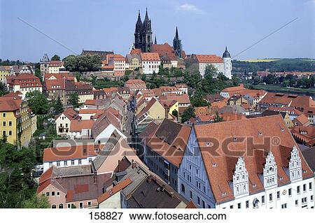 High angle view of city, Meissen, Saxony, Germany View Large Photo Image Stock Photo - High angle view of city, Meissen, Saxony, Germany . Fotosearch