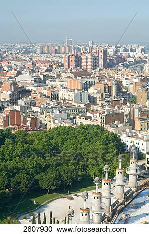 High angle view of cityscape, Barcelona, Catalonia, Spain View Large Photo Image Stock Image - High angle view of cityscape, Barcelona, Catalonia, Spain . Fotosearch