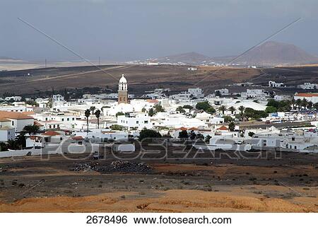 High angle view of cityscape, Teguise, Lanzarote, Canary Islands, Spain View Large Photo Image Stock Photograph - High angle view of cityscape, Teguise, Lanzarote, Canary Islands, Spain . Fotosearch