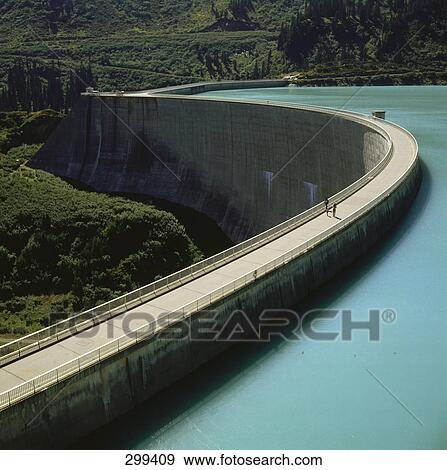 High angle view of dam reservoir View Large Photo Image Stock Photo - High angle view of dam reservoir . Fotosearch