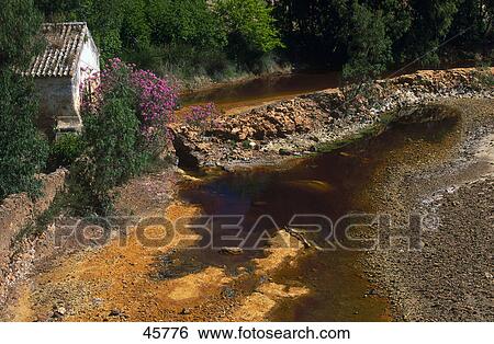 High angle view of dry riverbed, Rio Tinto River, Niebla, Andalusia, Spain View Large Photo Image Stock Photograph - High angle view of dry riverbed, Rio Tinto River, Niebla, Andalusia, Spain . Fotosearch