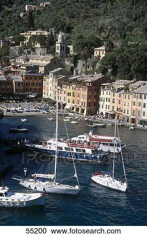 High angle view of ferry ships in harbor, Portofino, Italy View Large Photo Image Stock Image - High angle view of ferry ships in harbor, Portofino, Italy . Fotosearch