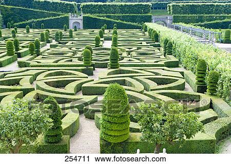 High angle view of formal garden, Chateau de Villandry, Indre-Et-Loire, France View Large Photo Image Stock Image - High angle view of formal garden, Chateau de Villandry, Indre-Et-Loire, France . Fotosearch