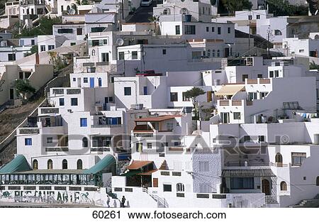 Stock Image - High angle view of houses in village, Canary Islands, Spain, Europe . Fotosearch