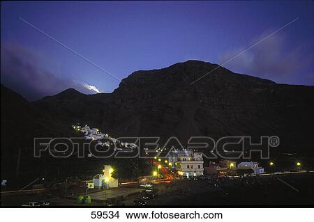 High angle view of illuminated houses during night, Valle Gran Rey, La Gomera, Canary Islands, Spain View Large Photo Image Picture - High angle view of illuminated houses during night, Valle Gran Rey, La Gomera, Canary Islands, Spain . Fotosearch
