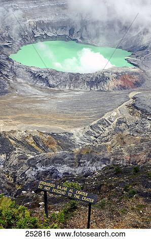 High angle view of information board near volcanic crater, Poas Volcano National Park, Alajuela Province, Costa Rica View Large Photo Image Stock Photograph - High angle view of information board near volcanic crater, Poas Volcano National Park, Alajuela Province, Costa Rica . Fotosearch