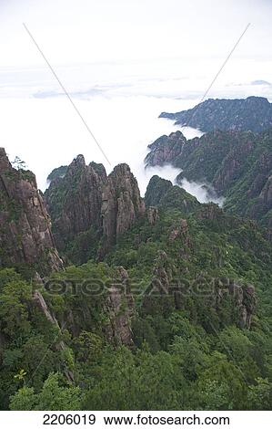 High angle view of mountain, Huangshan Mountains, Huangshan, Anhui Province, China View Large Photo Image Stock Photo - High angle view of mountain, Huangshan Mountains, Huangshan, Anhui Province, China . Fotosearch