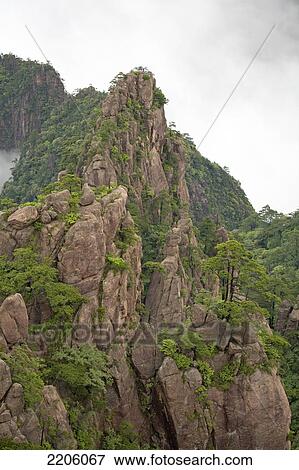 High angle view of mountain, Huangshan Mountains, Huangshan, Anhui Province, China View Large Photo Image Stock Photo - High angle view of mountain, Huangshan Mountains, Huangshan, Anhui Province, China . Fotosearch