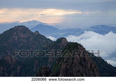 High angle view of mountain, Huangshan Mountains, Huangshan, Anhui Province, China View Large Photo Image Stock Photograph - High angle view of mountain, Huangshan Mountains, Huangshan, Anhui Province, China . Fotosearch