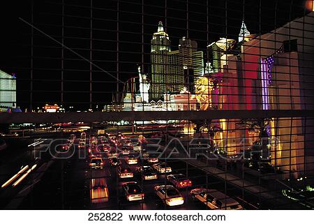 High angle view of traffic on road at night, Las Vegas, Nevada, USA View Large Photo Image Stock Image - High angle view of traffic on road at night, Las Vegas, Nevada, USA . Fotosearch
