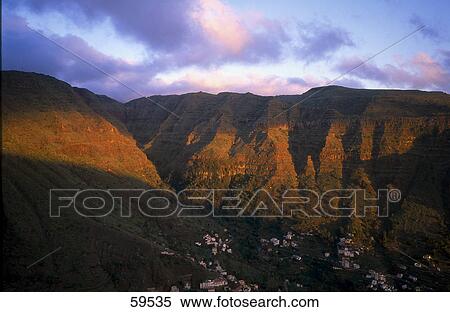 High angle view of village, Valle Gran Rey, La Gomera, Canary Islands, Spain View Large Photo Image Stock Photography - High angle view of village, Valle Gran Rey, La Gomera, Canary Islands, Spain . Fotosearch