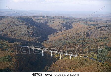 Stock Photo - Highway in mountains, Bundesautobahn 73, Spessart, Germany . Fotosearch