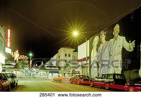 Hoardings lit up along road in city, California, USA View Large Photo Image Stock Image - Hoardings lit up along road in city, California, USA . Fotosearch