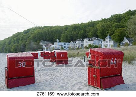 Hooded beach chairs on beach, Ostseebad Binz, Ruegen, Mecklenburg-Western Pomerania, Germany View Large Photo Image Stock Photo - Hooded beach chairs on beach, Ostseebad Binz, Ruegen, Mecklenburg-Western Pomerania, Germany . Fotosearch