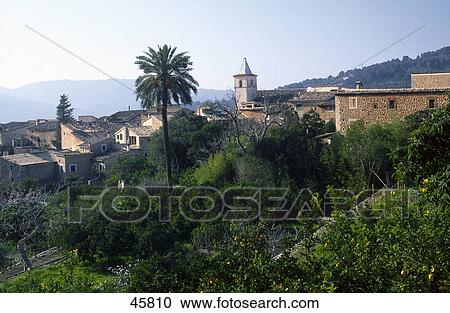 Houses on hill, Biniaraix, Serra de Tramuntana, Mallorca, Baleares, Spain View Large Photo Image Stock Image - Houses on hill, Biniaraix, Serra de Tramuntana, Mallorca, Baleares, Spain . Fotosearch