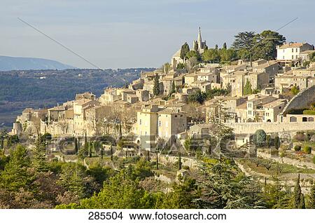 Houses on hill, Bonnieux, Provence, France View Large Photo Image Picture - Houses on hill, Bonnieux, Provence, France . Fotosearch