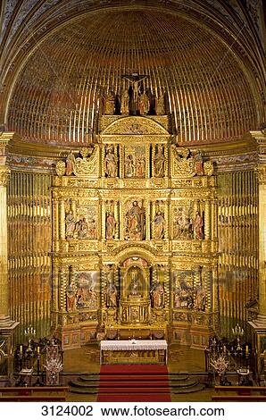 Interior of a church, looking towards the altar, Elciego, Spain, high angle view View Large Photo Image Stock Image - Interior of a church, looking towards the altar, Elciego, Spain, high angle view . Fotosearch