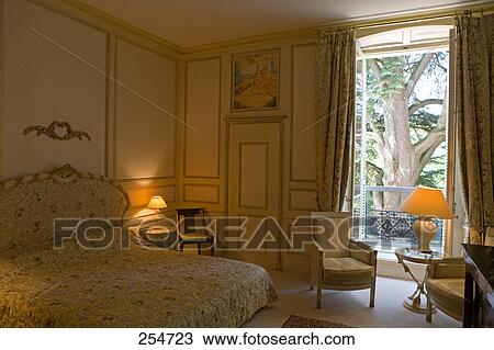Interiors of bedroom, Chateau De Rochecotte, Indre-Et-Loire, France View Large Photo Image Stock Image - Interiors of bedroom, Chateau De Rochecotte, Indre-Et-Loire, France . Fotosearch