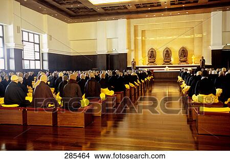 Picture - Interiors of Buddhist monastery, Chung Tai Chan Monastery, Taiwan . Fotosearch
