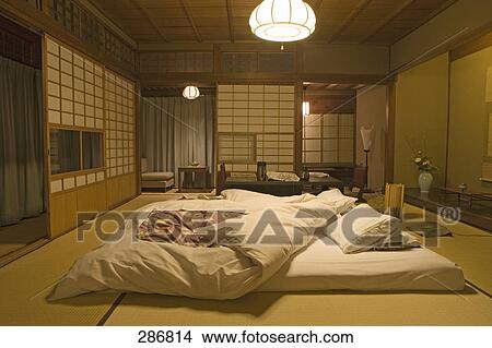 Interiors of hotel bedroom, Hiiragiya Ryokan Hotel, Kyoto City, Japan View Large Photo Image Picture - Interiors of hotel bedroom, Hiiragiya Ryokan Hotel, Kyoto City, Japan . Fotosearch