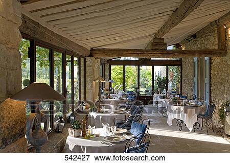 Stock Photo - Interiors of hotel, La Bastide De Marie, Menerbes, Luberon, Vaucluse, Provence-Alpes-Cote d'Azur, France . Fotosearch