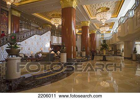 Interiors of hotel lobby View Large Photo Image Stock Image - Interiors of hotel lobby . Fotosearch