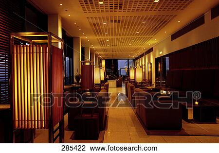Stock Image - Interiors of hotel, The Lalu Sun Moon Lake Hotel, Taiwan . Fotosearch