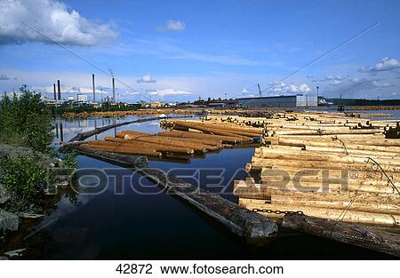 Logs in water in paper factory, Varkaus, Northern Savonia, Finland View Large Photo Image Stock Image - Logs in water in paper factory, Varkaus, Northern Savonia, Finland . Fotosearch