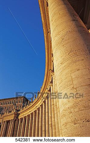 Low angel view of colonnade, Berninis Colonnade, St. Peters Square, Vatican City, Rome, Italy View Large Photo Image Stock Image - Low angel view of colonnade, Berninis Colonnade, St. Peters Square, Vatican City, Rome, Italy . Fotosearch