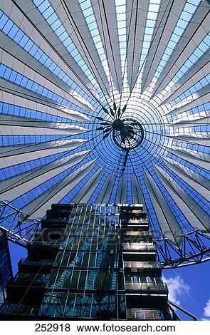 Low angle view of building interior, Potsdamer Platz, Berlin, Germany View Large Photo Image Stock Photo - Low angle view of building interior, Potsdamer Platz, Berlin, Germany . Fotosearch