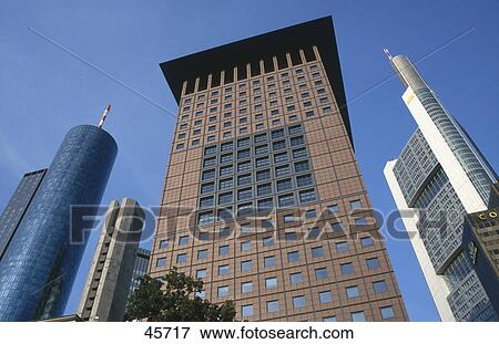 Low angle view of buildings in city, Neue Mainzer Strabe, Frankfurt, Hesse, Germany View Large Photo Image Stock Photo - Low angle view of buildings in city, Neue Mainzer Strabe, Frankfurt, Hesse, Germany . Fotosearch