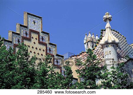 Low angle view of castle against blue sky, Casa Batllo, Barcelona, Catalonia, Spain View Large Photo Image Stock Image - Low angle view of castle against blue sky, Casa Batllo, Barcelona, Catalonia, Spain . Fotosearch