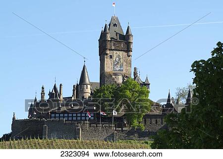 Low angle view of castle, Reichsburg Castle, Cochem, Rhineland-Palatinate, Germany View Large Photo Image Picture - Low angle view of castle, Reichsburg Castle, Cochem, Rhineland-Palatinate, Germany . Fotosearch