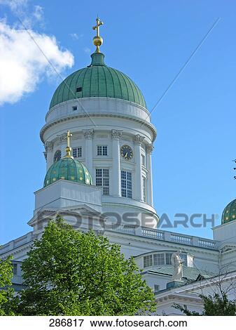 Low angle view of cathedral, Helsinki Lutheran Cathedral, Helsinki, Finland View Large Photo Image Stock Photo - Low angle view of cathedral, Helsinki Lutheran Cathedral, Helsinki, Finland . Fotosearch