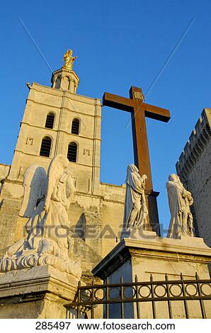 Low angle view of cathedral, Palais Des Papes, Provence-Alpes-Cote d'Azur, France View Large Photo Image Stock Photo - Low angle view of cathedral, Palais Des Papes, Provence-Alpes-Cote d'Azur, France . Fotosearch