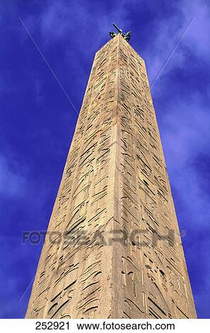 Stock Image - Low angle view of Egyptian obelisk, Rome, Lazio, Italy . Fotosearch