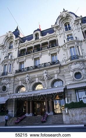 Stock Photography - Low angle view of hotel, Hotel de Paris, Monte Carlo, Monaco . Fotosearch