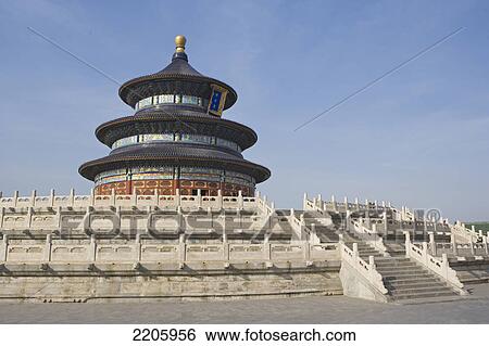 Low angle view of pagoda against sky, Temple Of Heaven, Beijing, China View Large Photo Image Stock Photograph - Low angle view of pagoda against sky, Temple Of Heaven, Beijing, China . Fotosearch