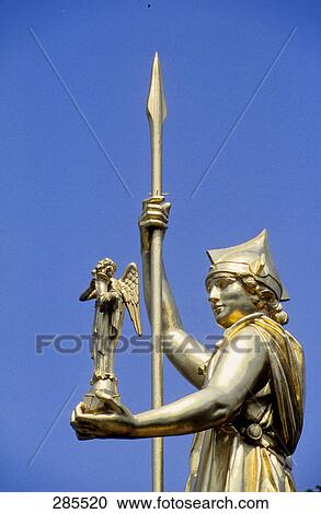 Stock Image - Low angle view of sculpture against sky, Paris, Ile-de-France, France . Fotosearch