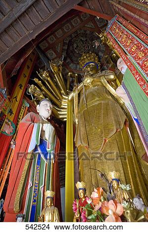 Low angle view of statues in temple, Wutai Shan, Shaanxi Province, China View Large Photo Image Picture - Low angle view of statues in temple, Wutai Shan, Shaanxi Province, China . Fotosearch