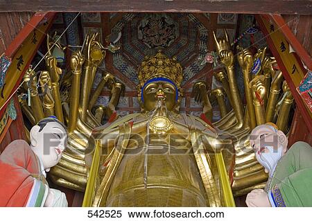 Low angle view of statues in temple, Wutai Shan, Shaanxi Province, China View Large Photo Image Stock Photography - Low angle view of statues in temple, Wutai Shan, Shaanxi Province, China . Fotosearch