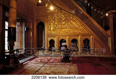 Man praying inside mosque, Blue Mosque, Istanbul, Turkey View Large Photo Image Stock Photo - Man praying inside mosque, Blue Mosque, Istanbul, Turkey . Fotosearch