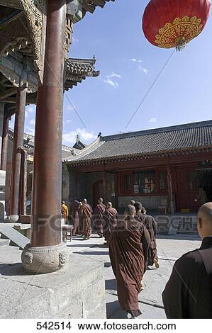 Monks in monastery, Tayuan Temple, Wutai Shan, Shaanxi Province, China View Large Photo Image Picture - Monks in monastery, Tayuan Temple, Wutai Shan, Shaanxi Province, China . Fotosearch
